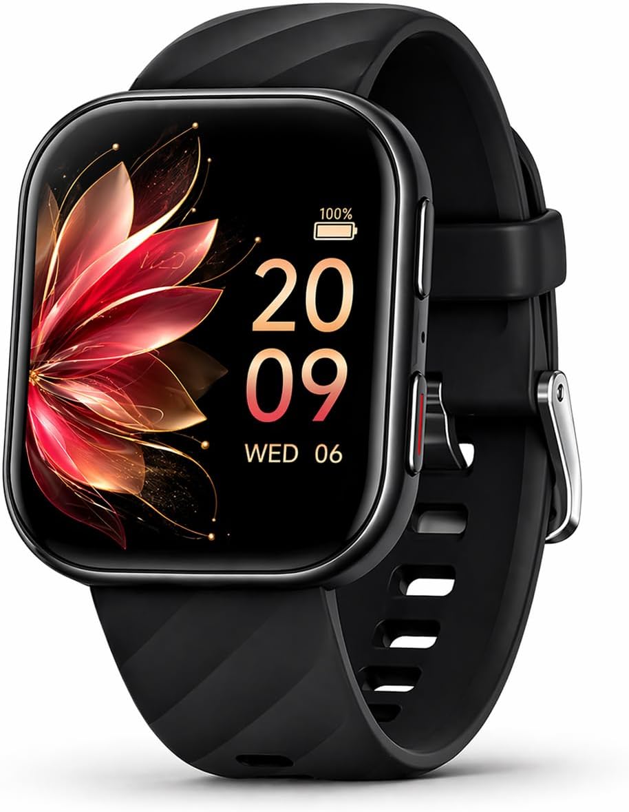 FITVII Smart Watch for Men Women (Answer & Make Calls), Health Fitness Tracker with 24/7 Heart Rate, Blood Pressure, Blood Oxygen, Sleep Tracking, 100+ Sports Modes, 5ATM Waterproof, Black