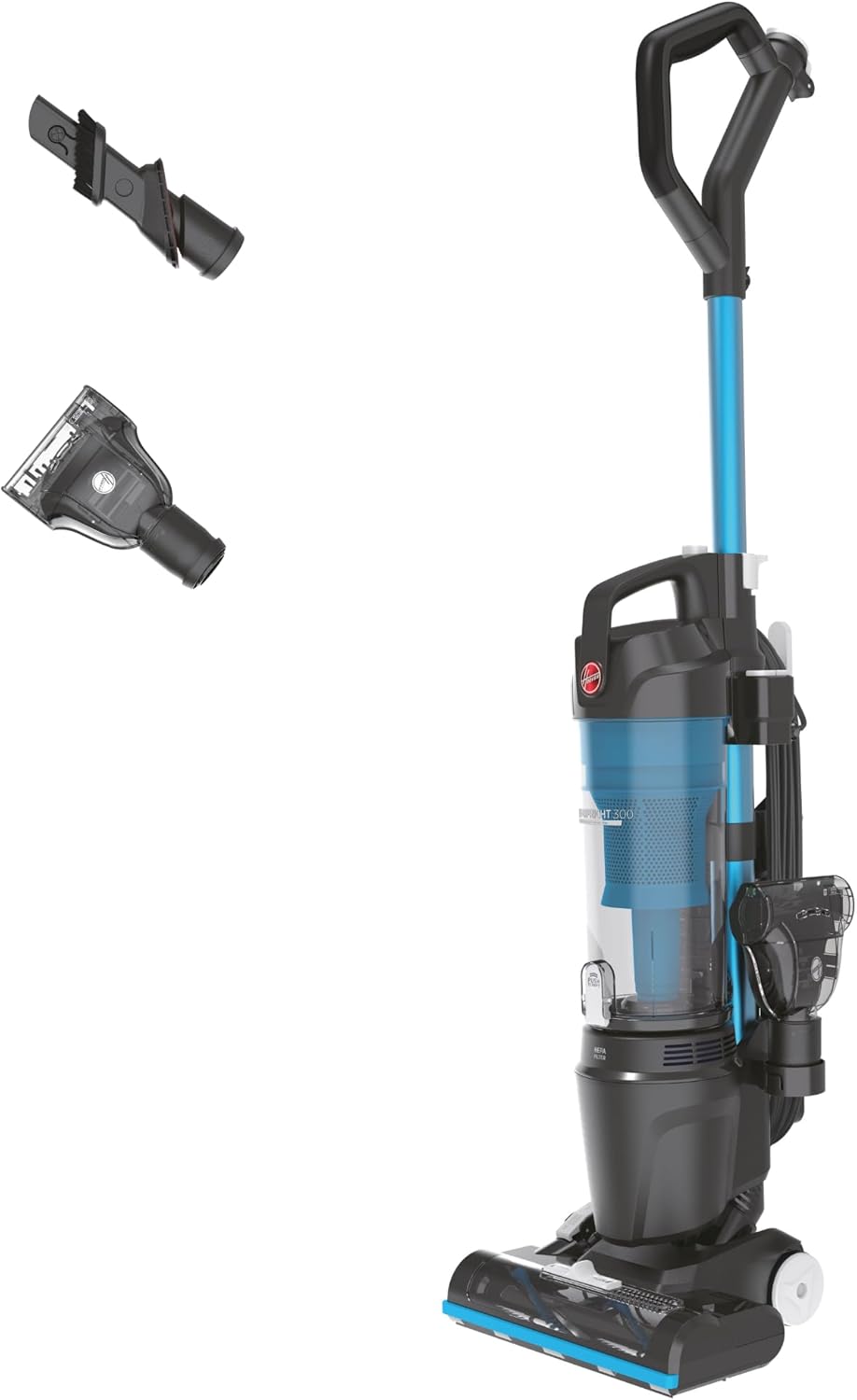 Hoover HU300 Pets Upright Vacuum Cleaner with Pet Hair Attachment, Multi-Cyclonic, Lightweight and Steerable, Washable HEPA H13 Filter, Onboard Accessories, Corded, 850w [HU300PT]