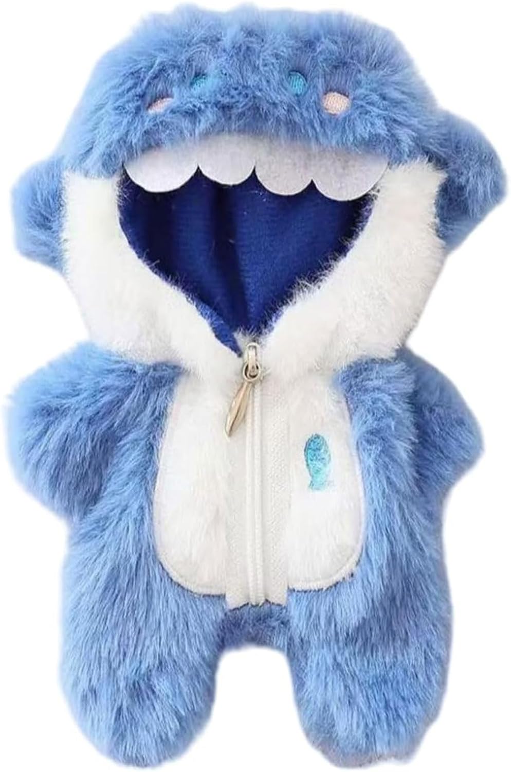 BelleVive Doll Clothing (NO Doll), Handcrafted Crochet Blue Shark Bodysuit for 15 cm 17 cm Dolls, Premium Outfit with Accessories, Stylish Apparel for Labubu Dolls