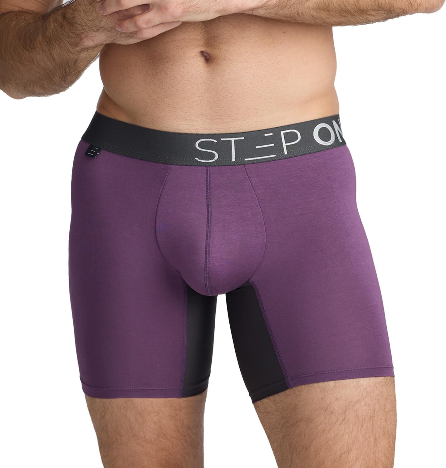 STEP ONE Mens Boxers Shorts, 1 Pair, Anti Chafing Underwear for Men, Moisture-Wicking Boxer Shorts with 3D Pouch. Fabric Made from Organic Bamboo Purple Small