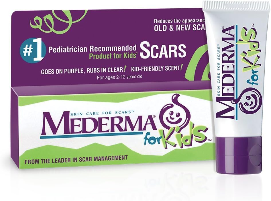 Mederma Kids Skin Care - Reduces the Appearance of Scars, 1 Pediatrician Recommended Product for Scars, Goes on Purple, Rubs in Clear, Kid-Friendly Scent, 0.7 Oz (Package May Vary)