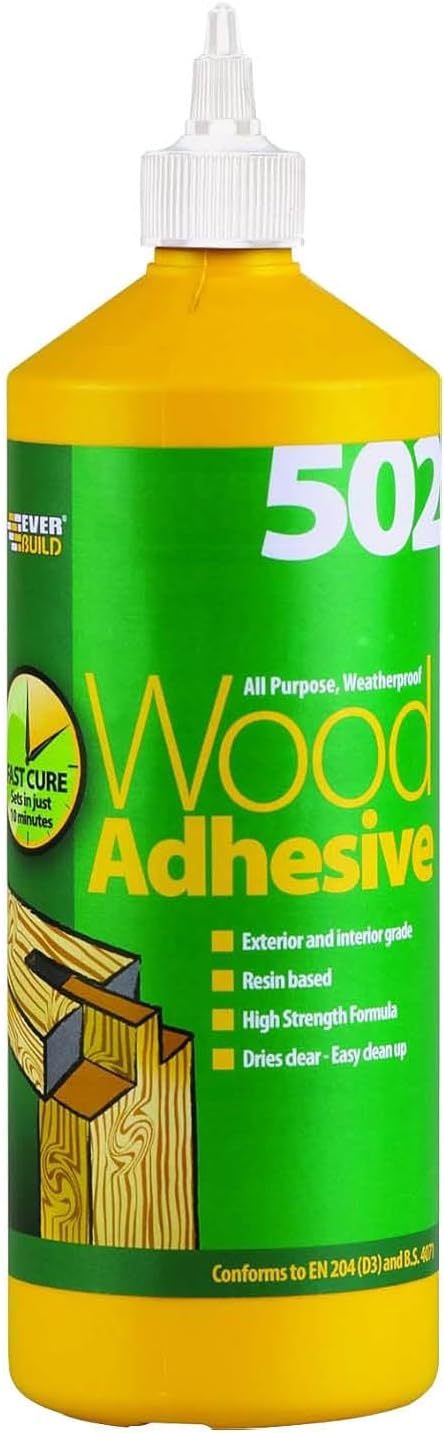 Everbuild 502 All Purpose Weatherproof Wood Adhesive – Suitable for typical Wood Bonding Applications – 1 Litre