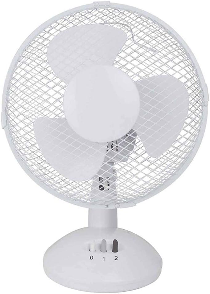 Status Desk Fan, 9 Inch Oscillating Portable Fan, 2 Speed Adjustable, White, (S9DESKFAN1PKB)