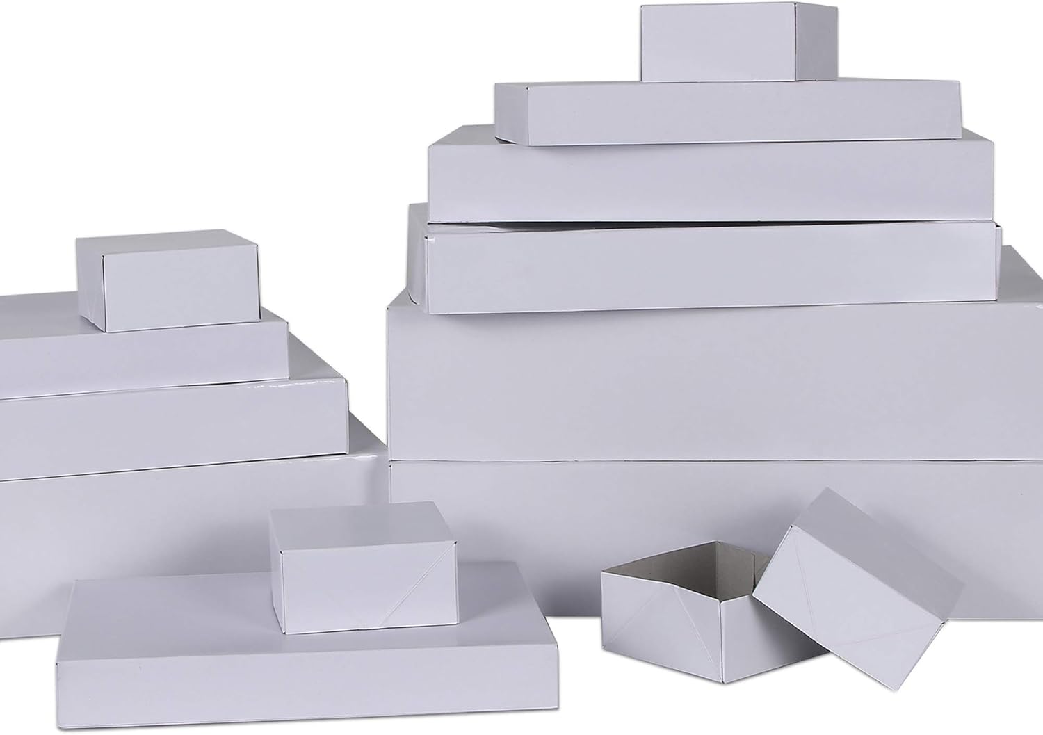MOMONI Premium 13 Piece White Gift Boxes with Lids of Assorted Sizes with 4 inch Deep Robe Wrapping Boxes Set for Wrapping Christmas Gifts, Birthday, Holiday