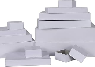MOMONI Premium 13 Piece White Gift Boxes with Lids of Assorted Sizes with 4 inch Deep Robe Wrapping Boxes Set for Wrapping Christmas Gifts, Birthday, Holiday