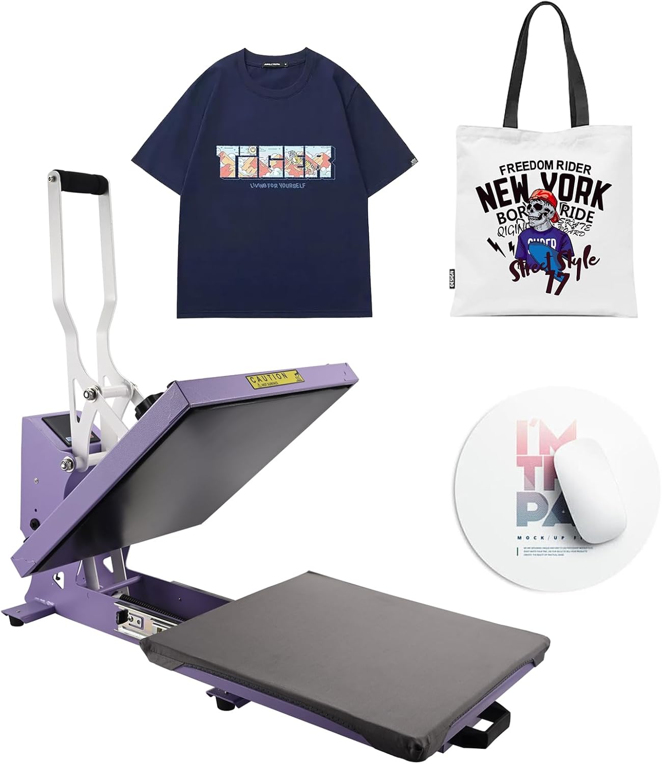 ColorSub Digital Hot Press 38 x 38 cm (15 x 15 Inches) 1600W Purple Plastic Heat Press Machine for T-Shirt Printing, Bag Personalization, Pillow Decoration, Sublimation Printing on Fabrics