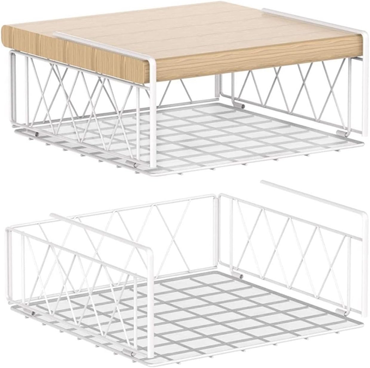 VNGNKELAMB MCTNAGAEMP Auledio Under the Cabinet Shelf Rack,Vertical Wire Rack for Hanging Storage Baskets with Liner Kitchen Storage(White)
