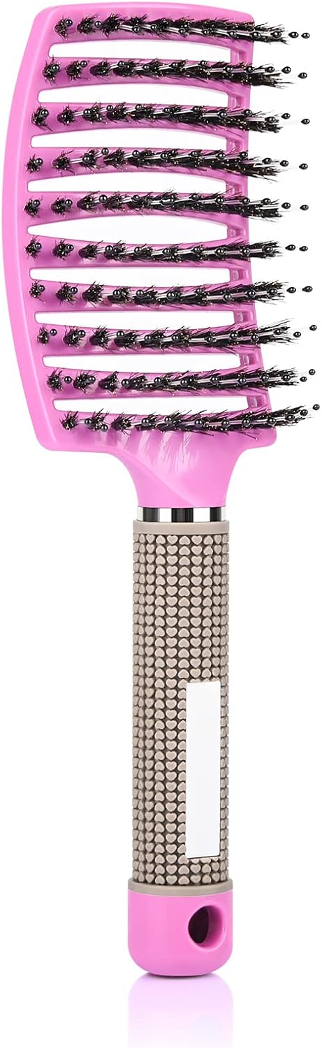 Wet & Dry Detangling Brush for Women & Kids - Paddle Vented Brush for Blow Drying, with Boar Bristles for Shiny, Healthier Hair