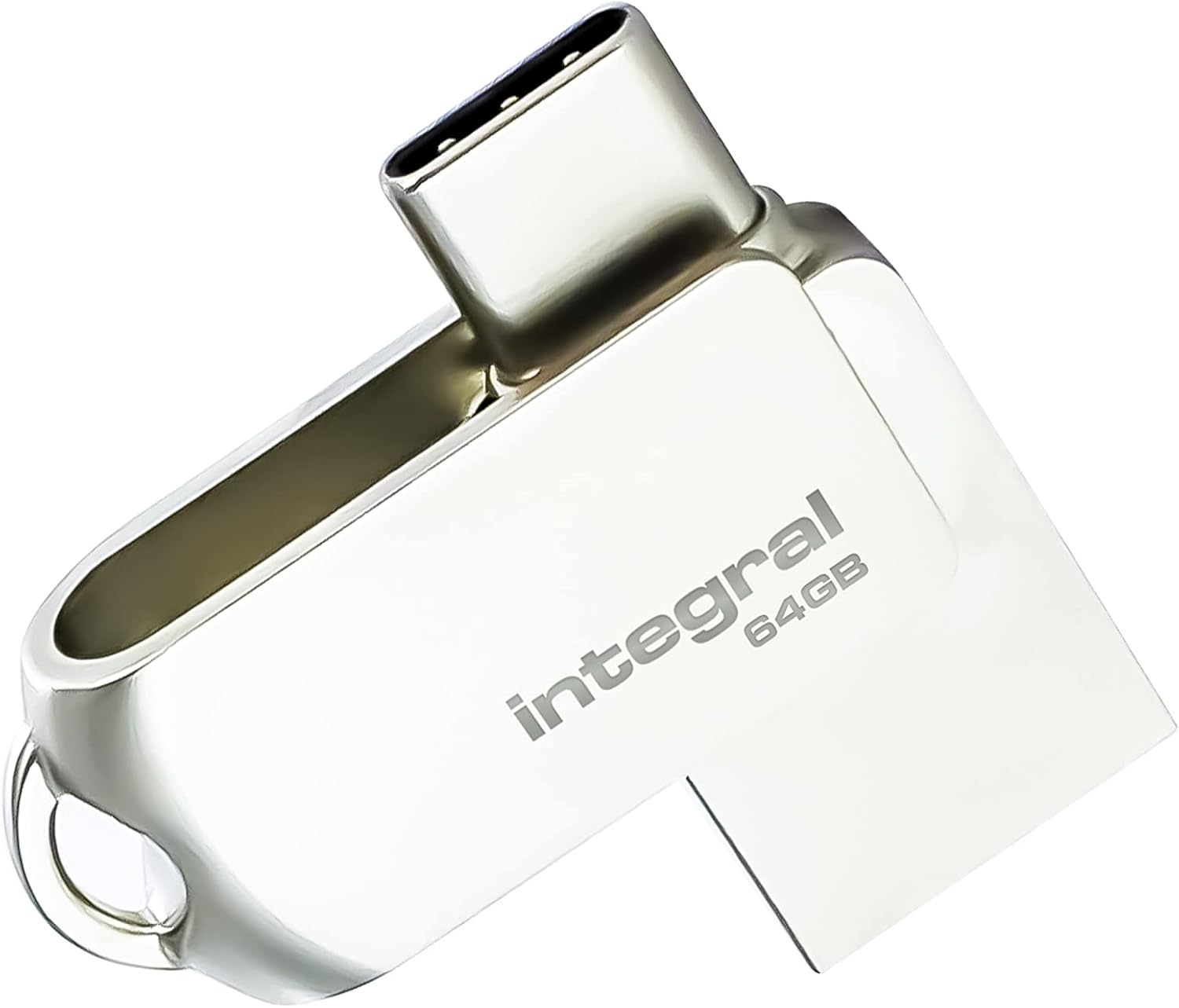 Integral 64GB 360-Dual USB 3.2 Gen 1 Type C and Type A Flash Drive with Solid Metal Casing, Fast Transfer Speeds and Simply Plug and PlayIPhone 15, 16 series, Macbook Pro/Air and Ipad Pro