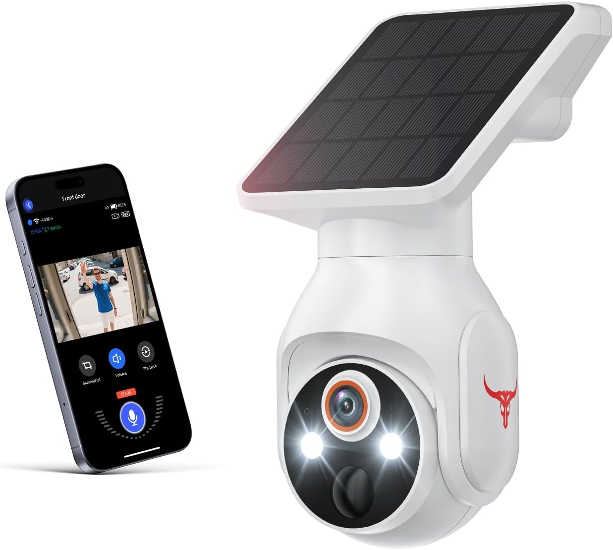 1080P Wireless Security Camera with Solar Panel, AI Human Detection, 2-Way Audio, Color Night Vision, Outdoor/Indoor Surveillance, 2.4G WiFi, Cloud Storage