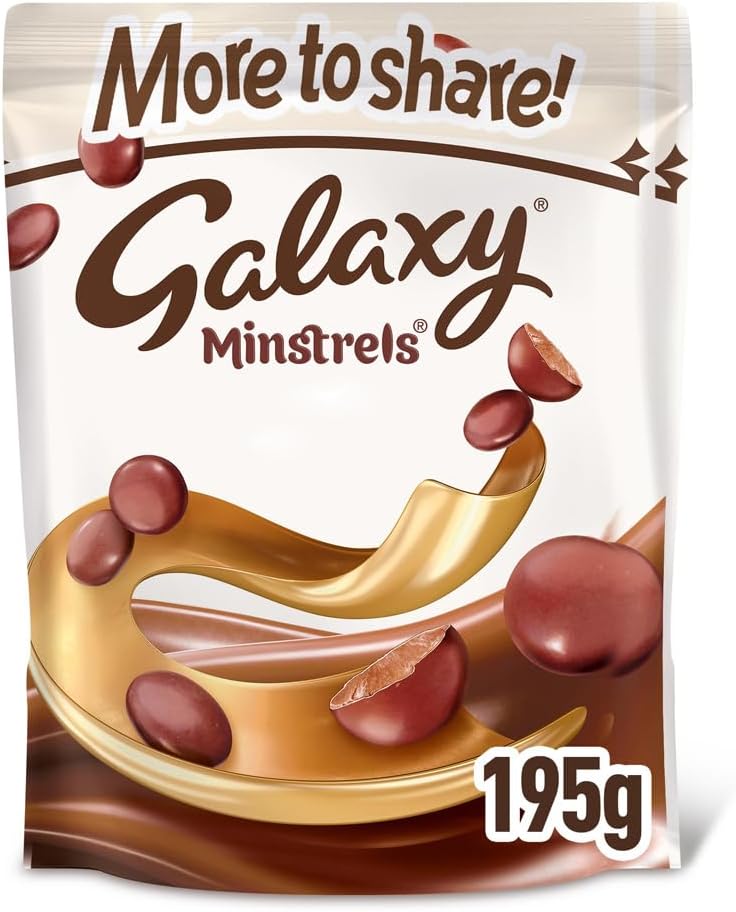Galaxy Minstrels Milk Chocolate Bag, 195g, Ideal for Chocolate Gift, Snacks or Hamper (packaging may vary)