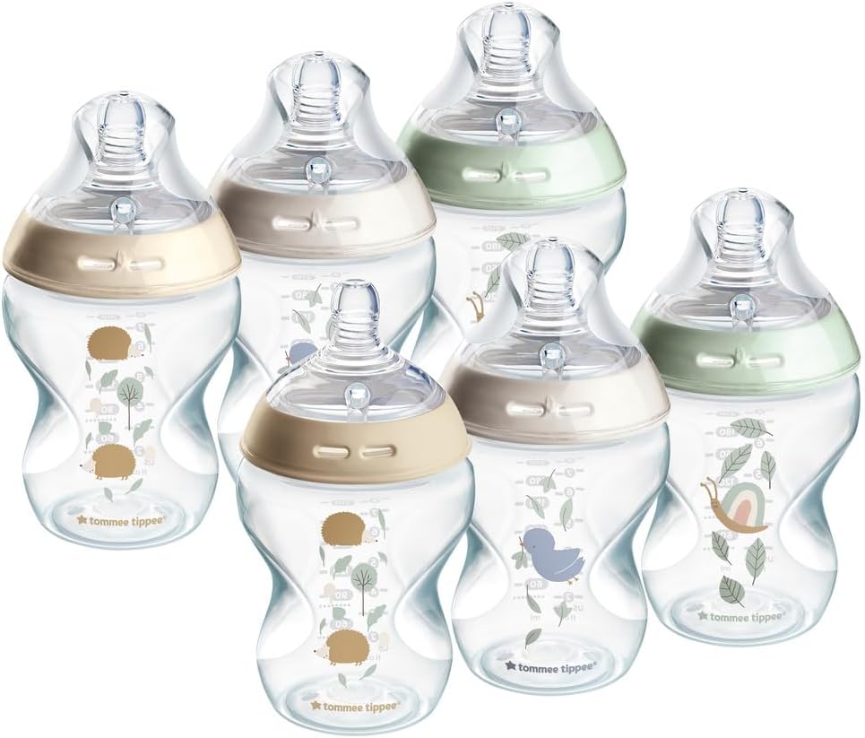 Tommee Tippee Natural Start Baby Bottles for 0m+, Pack of 6 260ml Baby Bottles, with Slow Flow Breast-Like Teat for a Natural Latch, Self-Sterilising and BPA Free, Baby Feeding Essentials, Pond