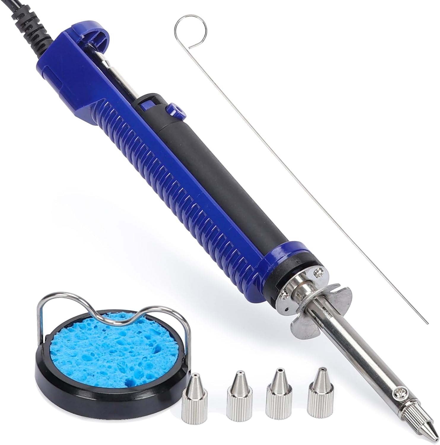 WEP 929D-V 2 IN 1 Desoldering Iron Electric Solder Sucker with 5 Nozzles 0.8/1.0/1.2/1.5mm Soldering Tool Kit with Built-in Desoldering Pump, Iron Stand, Sponge, Cleaning Pin Solder Remover