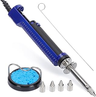 WEP 929D-V 2 IN 1 Desoldering Iron Electric Solder Sucker with 5 Nozzles 0.8/1.0/1.2/1.5mm Soldering Tool Kit with Built-in Desoldering Pump, Iron Stand, Sponge, Cleaning Pin Solder Remover