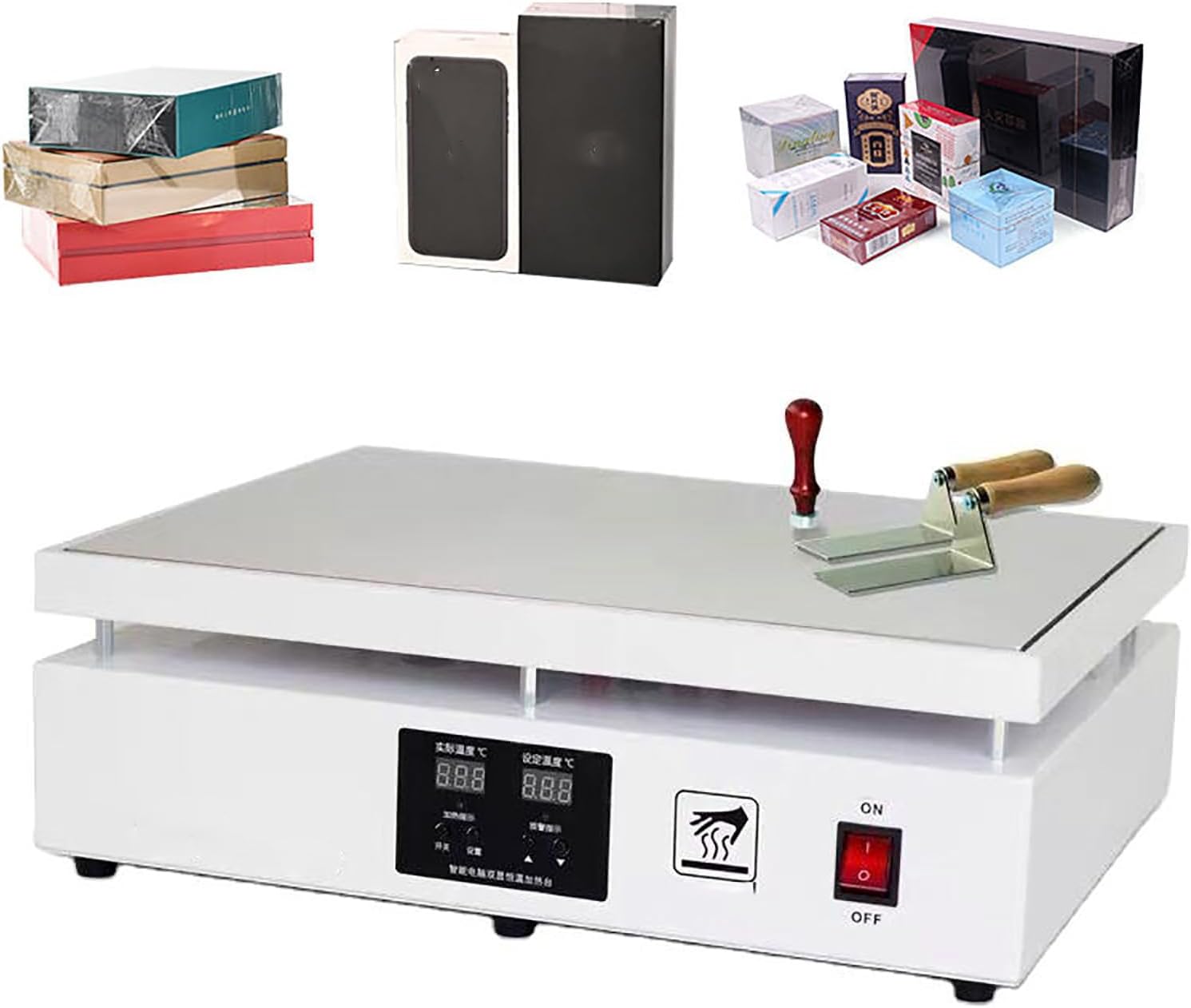 Cellophane Shrink Wrap Machine, 1200W Manual Cellophane Heat Sealer Sealing Machine for BOPP Film Heat Shrink Wrap Cigarette Cosmetics Perfume Gift Packaging White