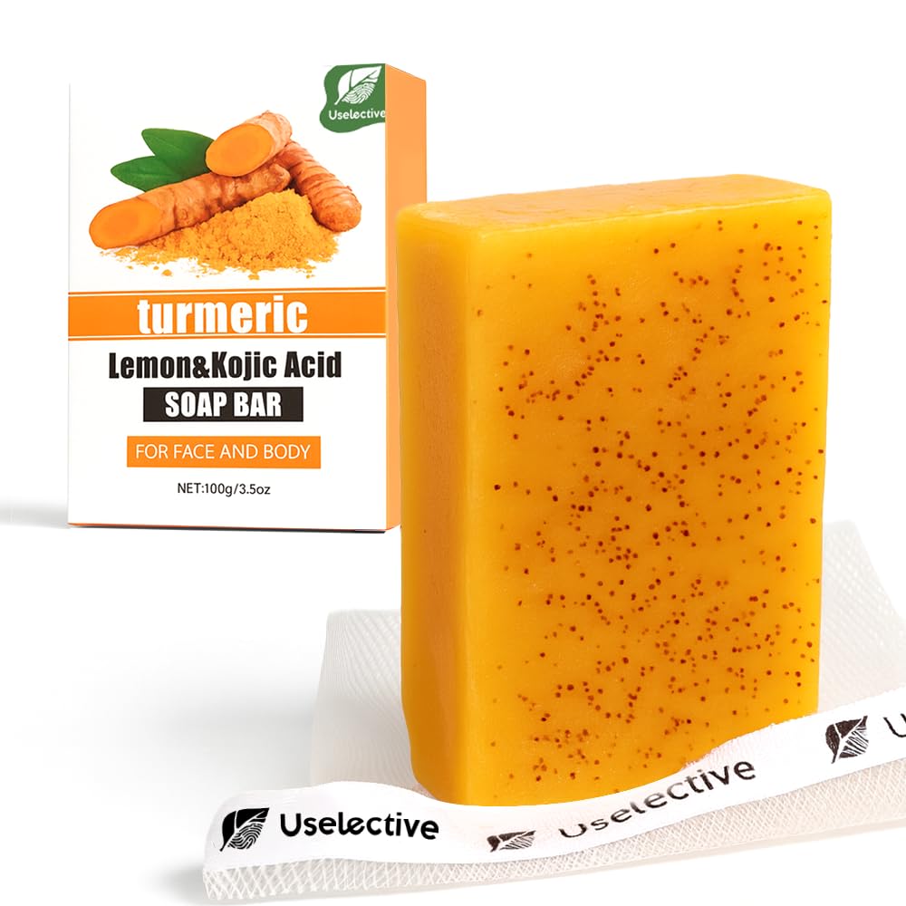 Lemon Turmeric Soap For Dark Spot – Brighten Skin with Kojic Acid/Vitamin C - 3x More Moisturizing with Shea Butter for Face & Body–Natural ingredien Glowing Soap for Oily & Dry Care
