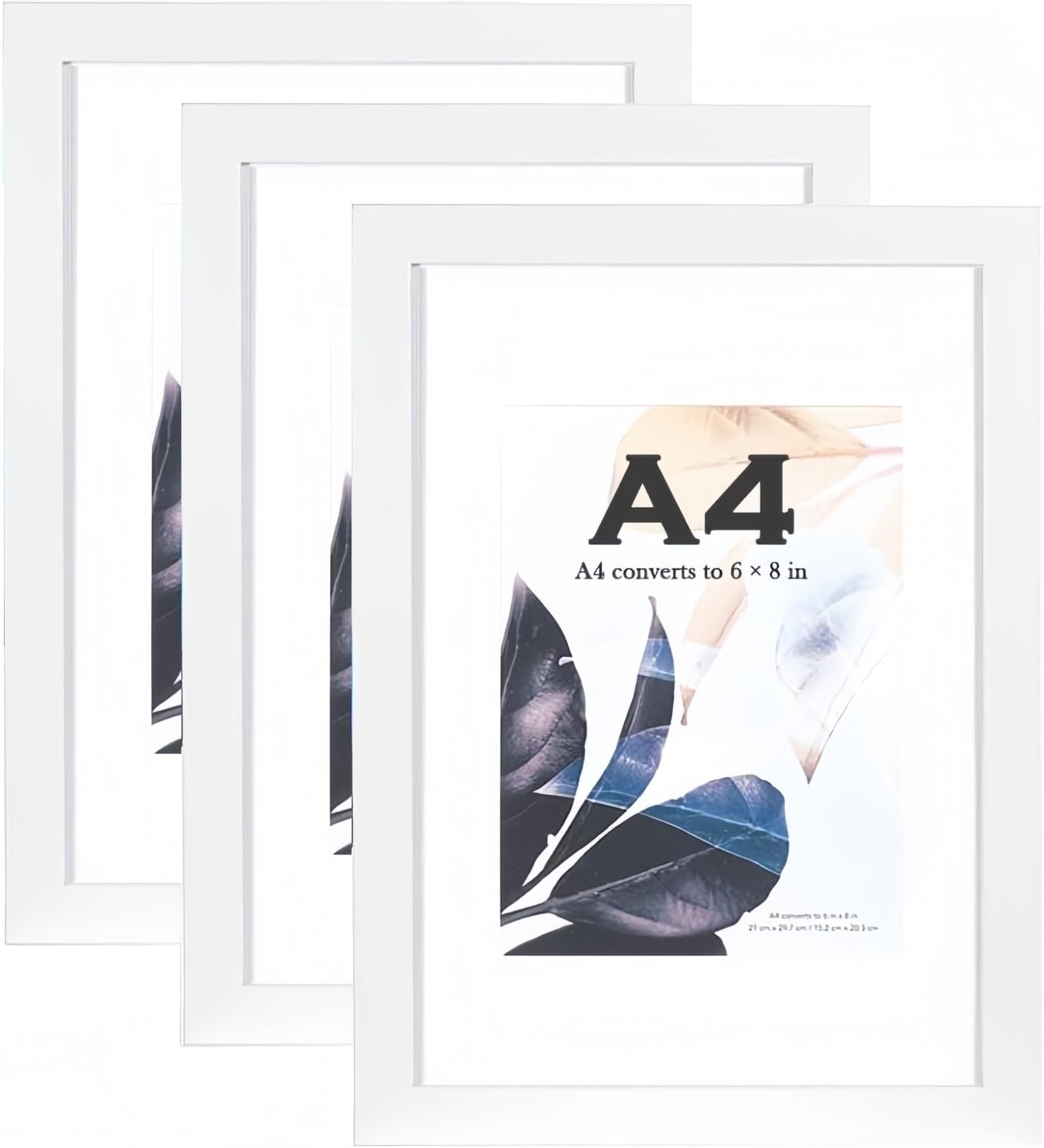 LATERN 3Pcs Wooden Picture Frames, A4 Table Top Photo Frames Wall Mounting Frames with Mount and Mat for Picture Photo Poster Certificate Signature Display (White)