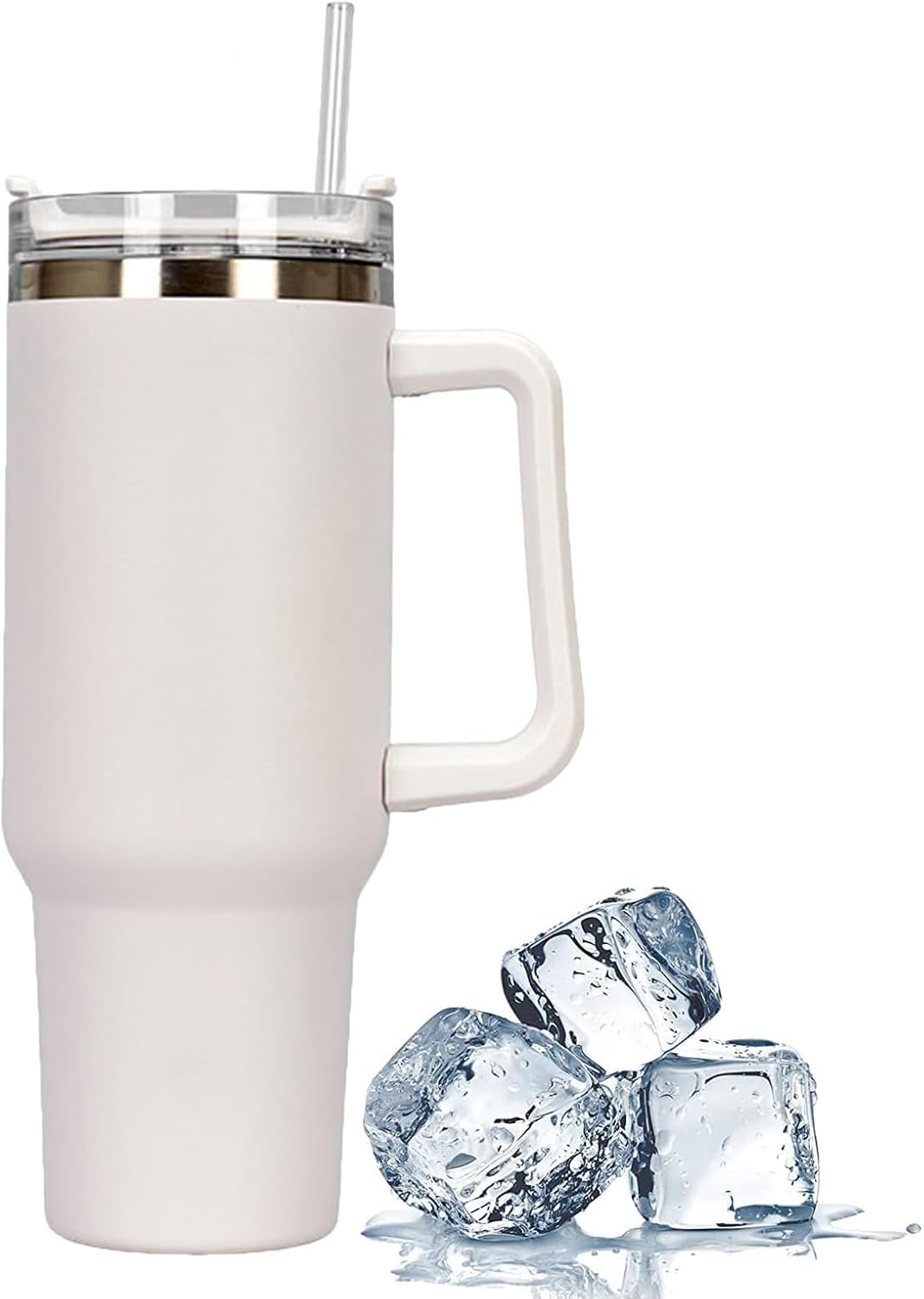 Somerway 1182ml Travel Mug 40oz Tumbler with Straw and Lid, Stainless Steel Double Wall Vacuum Insulated Mug for Hot and Cold Coffee with Handle for On The Go