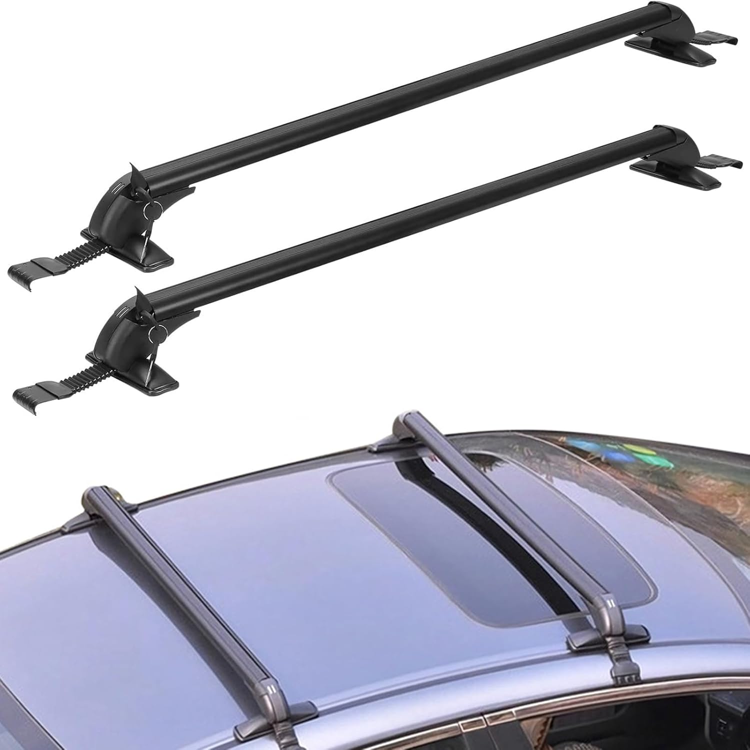 Universal Roof Rack with Anti-theft lock,Quick Fit Heavy-duty Universal Roof Bars, Removable Waterproof Car Roof Rack, Black