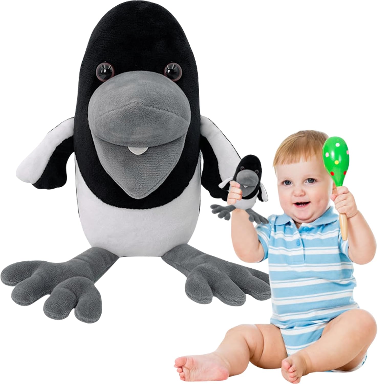 Steve and Maggie Stuffed Animal Soft Plush Figure Cartoon Crow 8.6inch Black Bird Cute Ornaments for Home