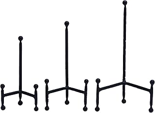 Deco 79 Metal Display Easel Tabletop Easel with Ball Details, Set of 3 Display Stand 12", 10", 8"H, Black