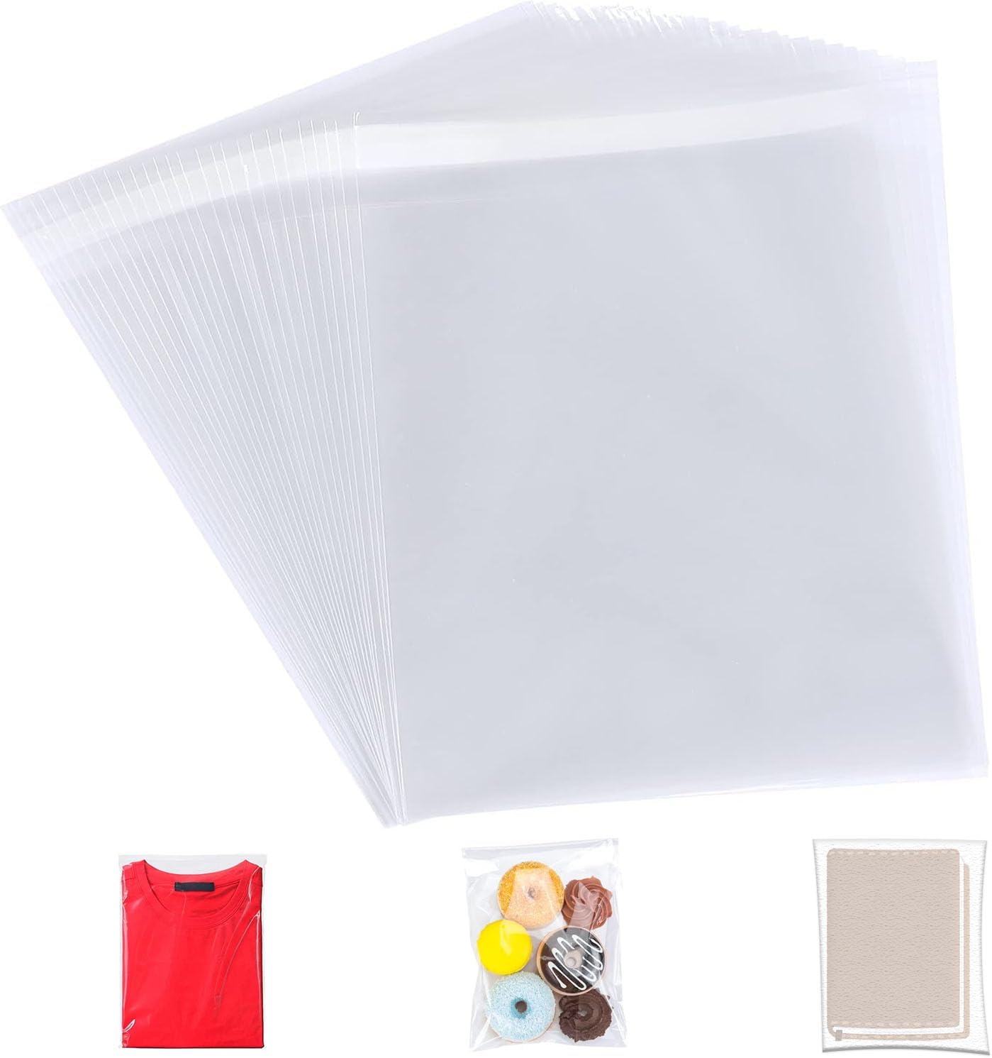 100 Pack A4 Clear Self-adhesive Bags, 22x35CM Self Sealing Cellophane Display Bags/Sealable Bags, Clear Envelopes, Sealable Packaging Bag, A4 Cello Bags OPP for Clothes,Cards,Pictures,Sweets,Cookies