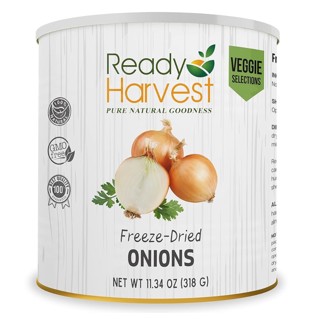 Ready Harvest Freeze-Dried Yellow Onions Dried Onions Minced Emergency Supplies Survival Emergency Rations #10 Can 25-Year Shelf Life 11.34 oz