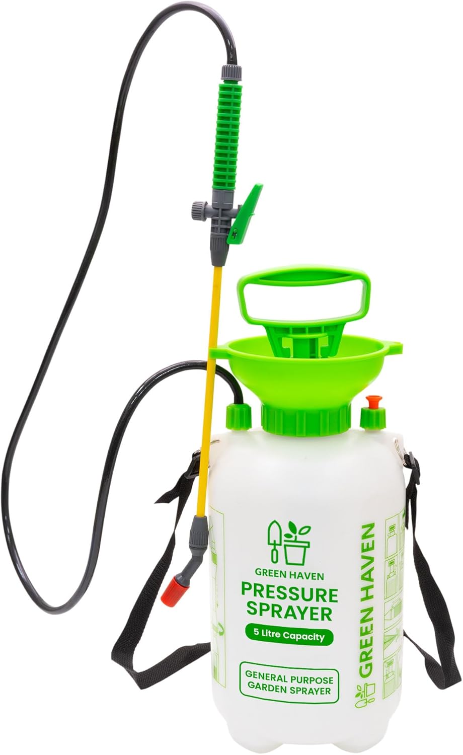 GREEN HAVEN 5 Litre Pump Action Pressure Sprayer - Pump sprayer with Adjustable & Carrying Strap, High-Pressure Spray for Weed Killer Pesticides Fungicides Cleaning