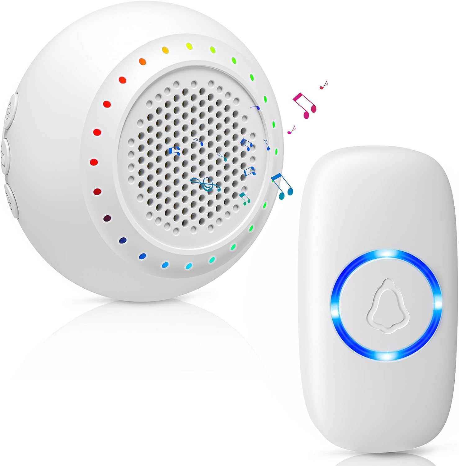 Wireless Doorbell • PHYSEN • Doorbell Chime Kits with 1 Transmitter 1 Receiver • Waterproof • Operating at 1000ft Range • 32 Ringtones • 5 Volume Levels • LED Flash • Door Bell for Home Classroom