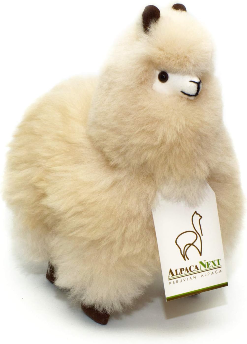Llama Stuffed Animal – 9 inch. Cute, Soft and Cuddly Alpaca Plush Toy Handcrafted on Real Alpaka Natural Fur (9 inches, Beige)