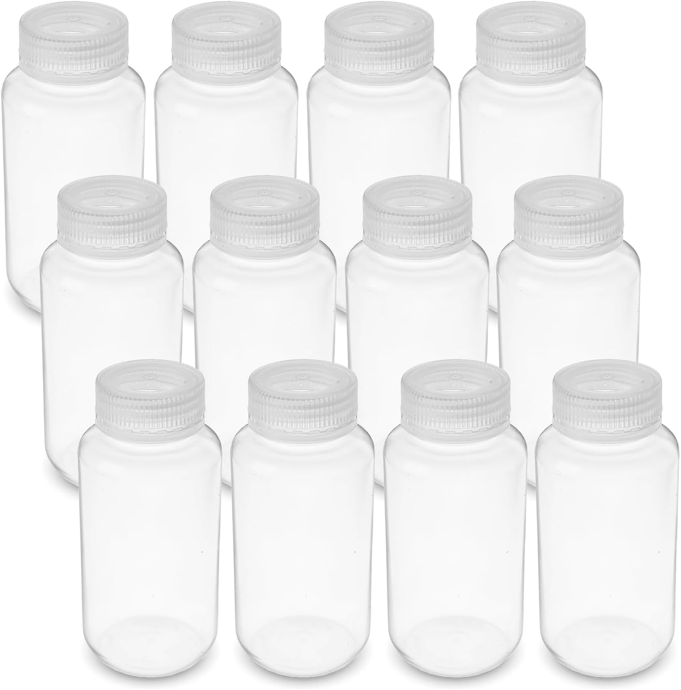 United Scientific® Unistore™ - Sample Containers with Lids - Laboratory Grade Polypropylene Wide Mouth Reagent Bottle - 8 Oz Bottles with Caps (250ml), Plastic Bottles with Lids, Pack of 12