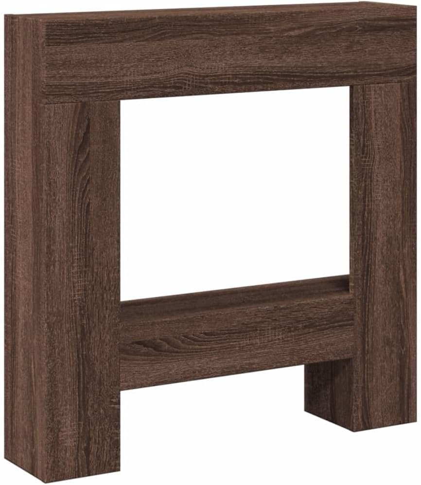 vidaXL Fireplace Surround - Brown Oak - Engineered Wood Mantel - LED Flame Compatible - 81 x 18 x 82 cm