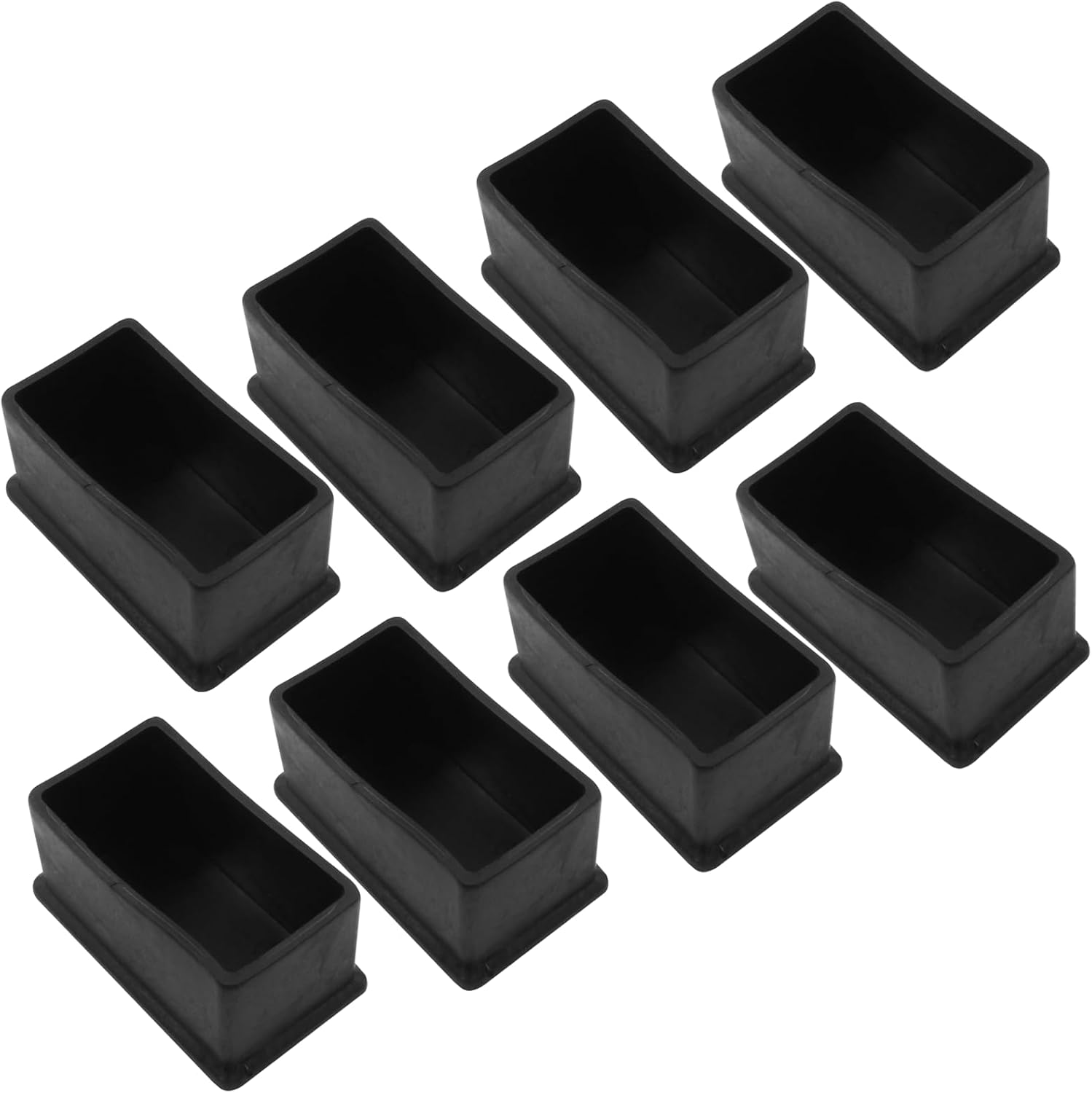 8 Pieces Rubber Furniture Leg Caps, 25mm x 50mm Rectangle Chair Table Leg Covers, Soft Furniture Feet End Cap Tips Floor Protector for Chair Table