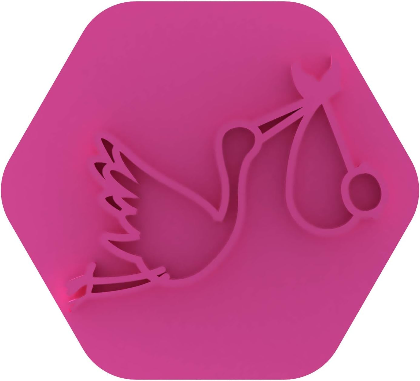 LissieLou Stork Cookie Stamp Baby Shower or Gender Reveal Party Icing Fondant Embosser - Light Pink