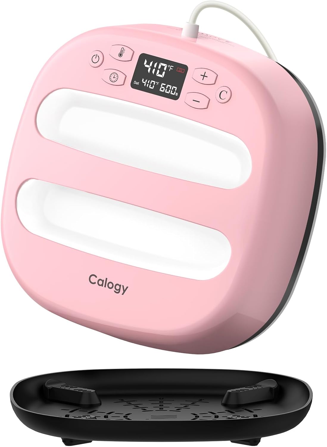 Calogy Heat Press Machine for T-Shirts 10"X10", Portable Heat Press Fast Up to 410℉(210 ºC), Precise Temp Control, 15 Mins Auto Off for Bag, Pillows Sublimation Vinly Transfer (Pink White-10 * 10IN)