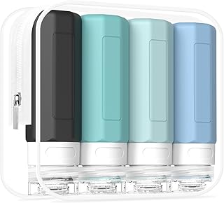 Redfly Travel Bottles for Toiletries, Tsa Approved 3oz Travel Size Containers, Leak Proof Silicone Travel Containers for Toiletries, BPA Free Refillable Travel Accessories for Shampoo Conditioner Gray