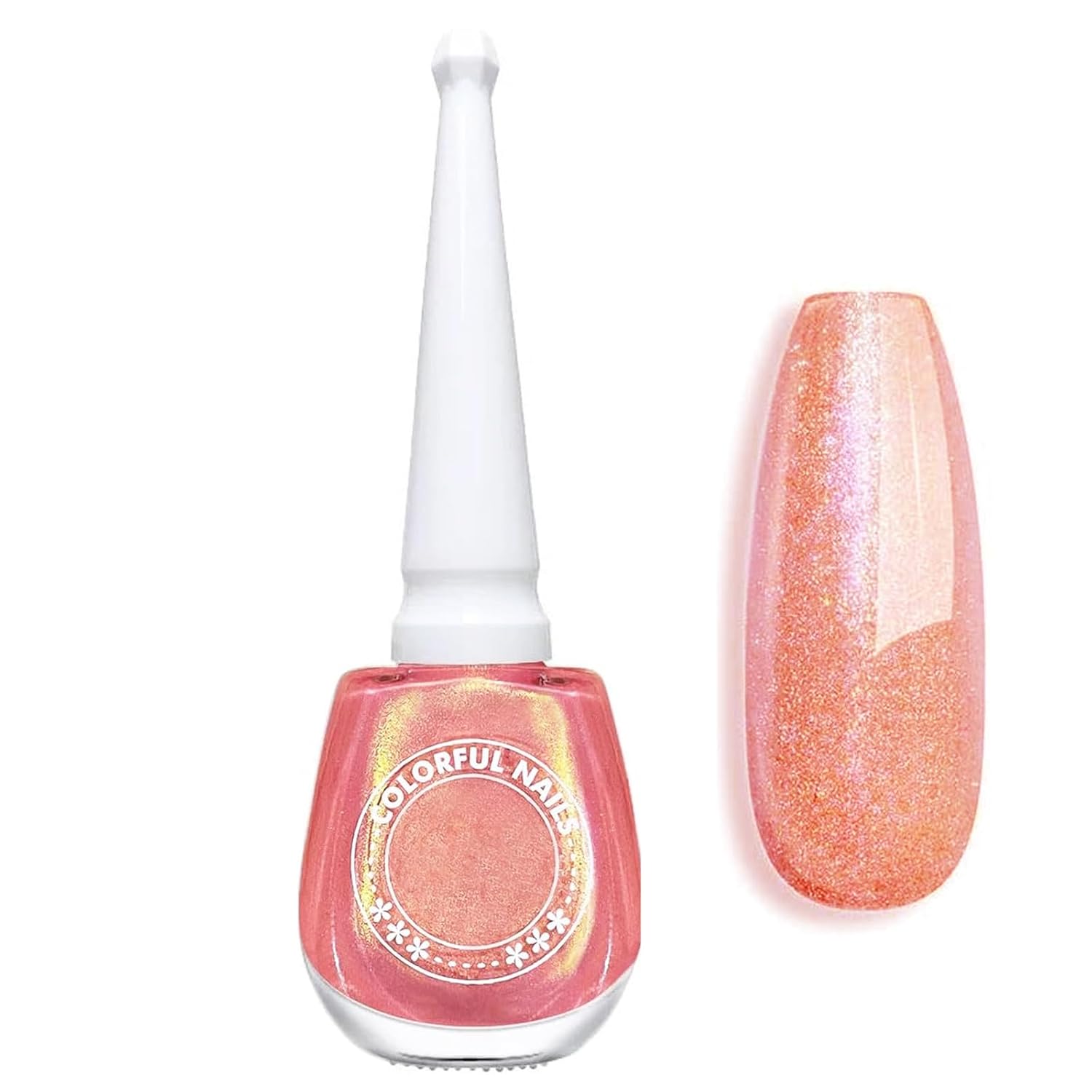 Pearl Nail Polish - Pink Holographic Nail Polish - Mermaid Sea Nail Varnish Shimmer Effect - Quick drying No Need Cured 7 Days Long Lasting Nail Art