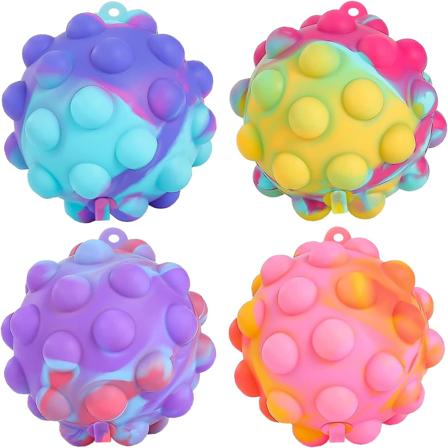 Pop Fidget Toys Bulk Its Ball Toy 4 PCS 3D Stress Balls It Pop Fidgets Pack Christmas Stocking Stuffers for Kids Party Favors Autism Sensory Toys Squeeze Toys for Kids Boys Toddler Adult Stress Relief