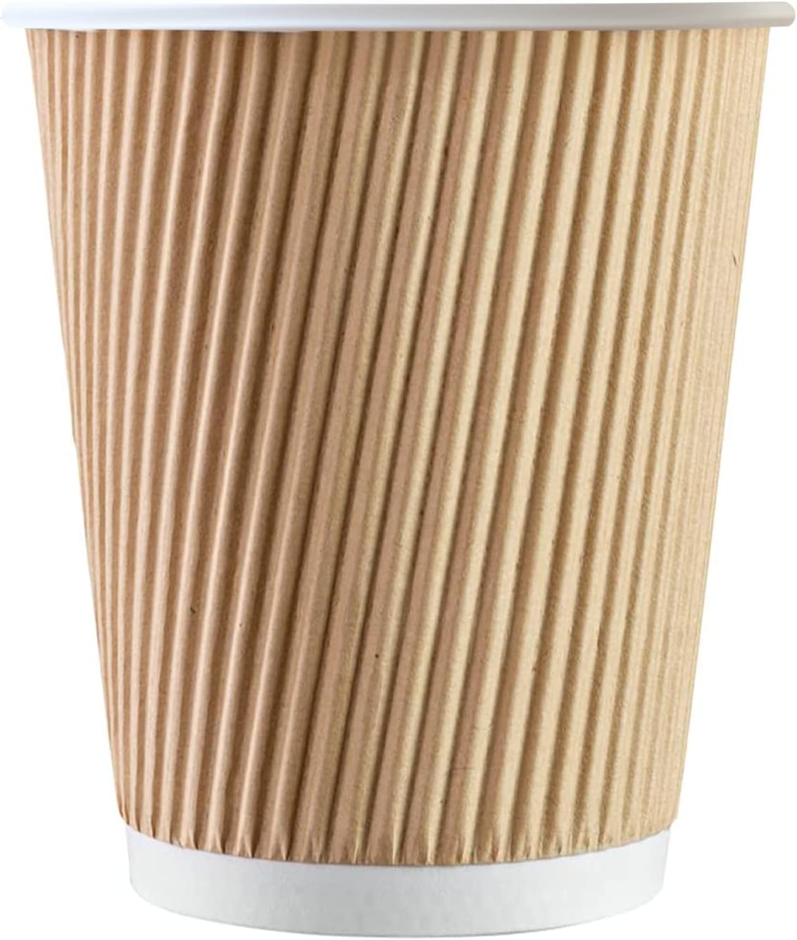 We Can Source It Ltd - 500 x 12oz Ripple Brown Kraft Paper Cups - Strong 3-PLY Disposable Insulated Coffee Cups - Leak-Proof Recyclable Drinking Cups for Hot Drinks, Tea, Coffee and Beverages
