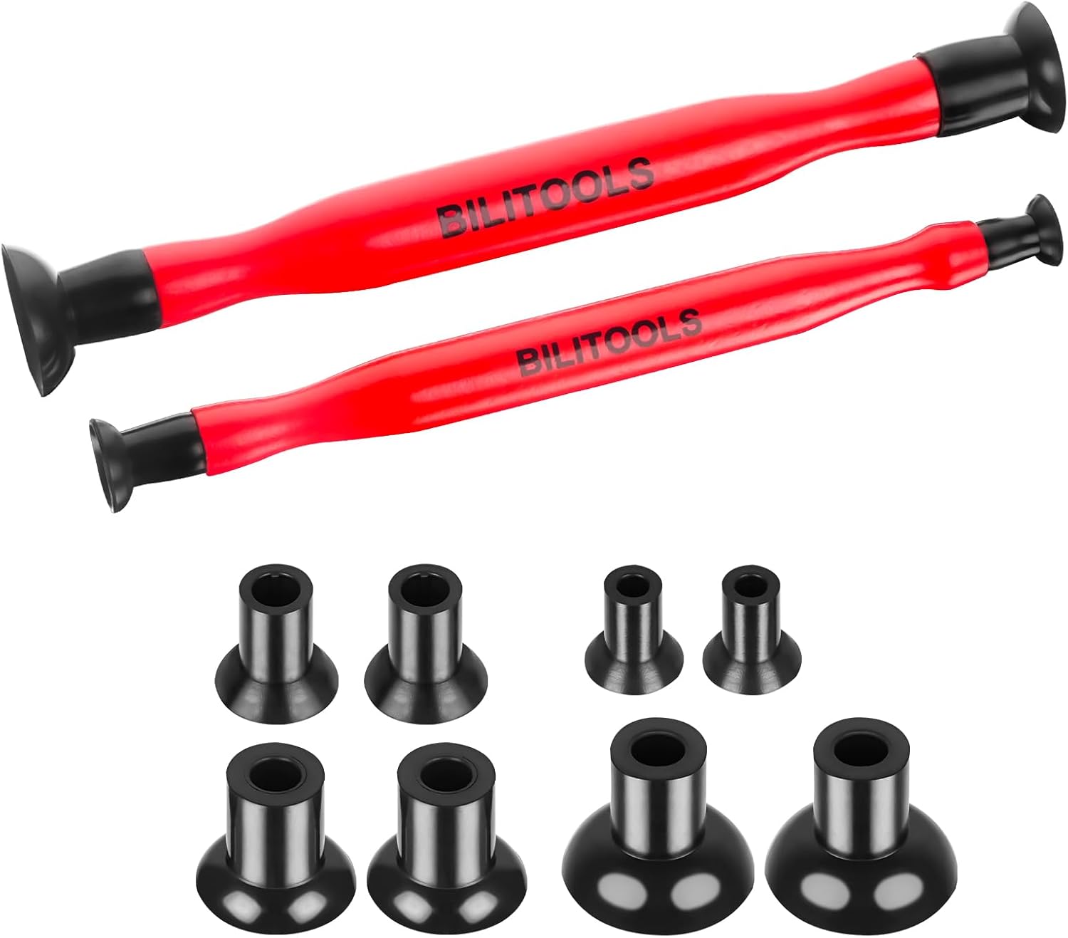 BILITOOLS 2PCS Valve Lapping Kit with 8 Suction Plates 4 Size, Valve Grinding Tool for Engine Maintenance (Red)