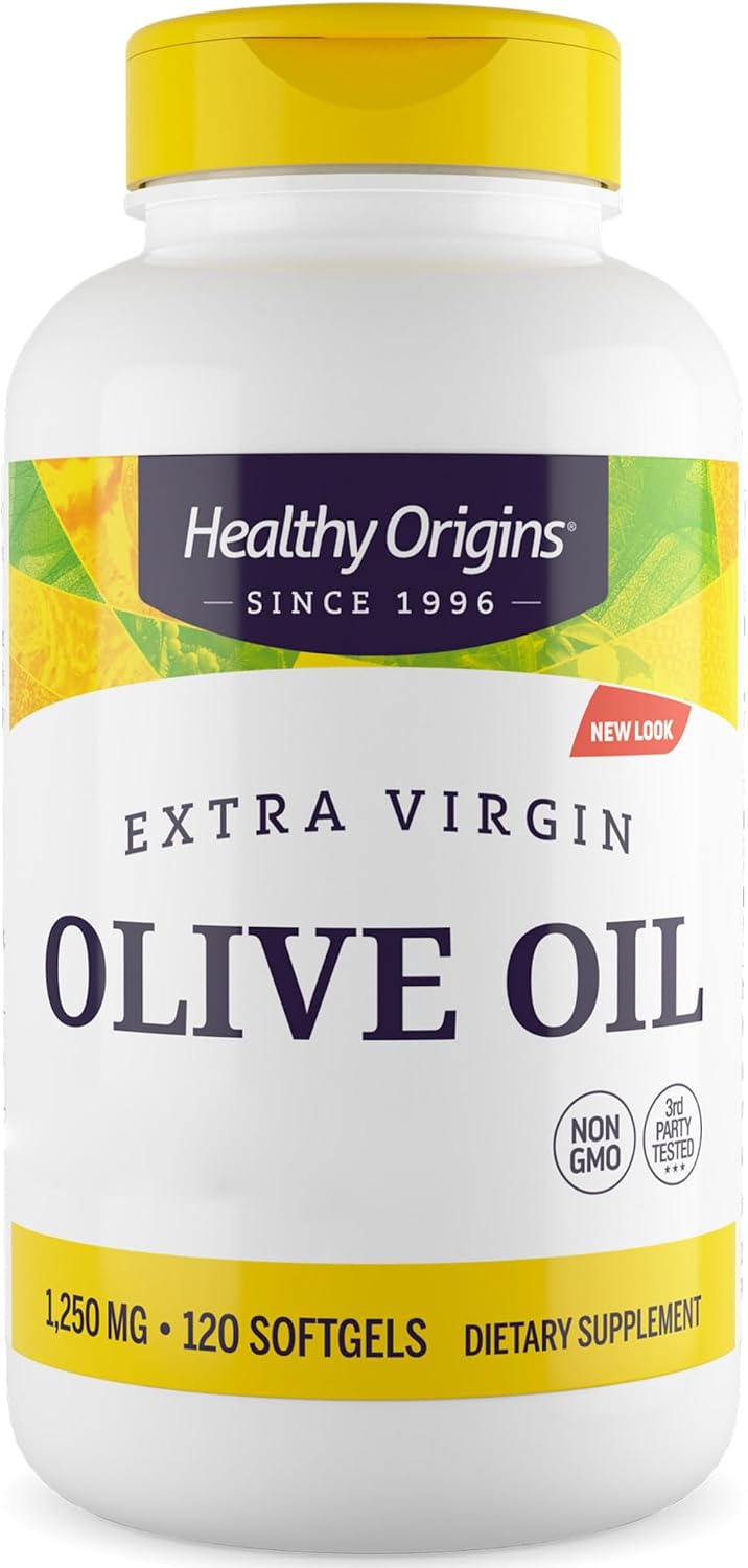 Healthy Origins Extra Virgin Olive Oil, 1250mg, high dose, 120 Softgels, Gluten Free, Soy Free, Non-GMO