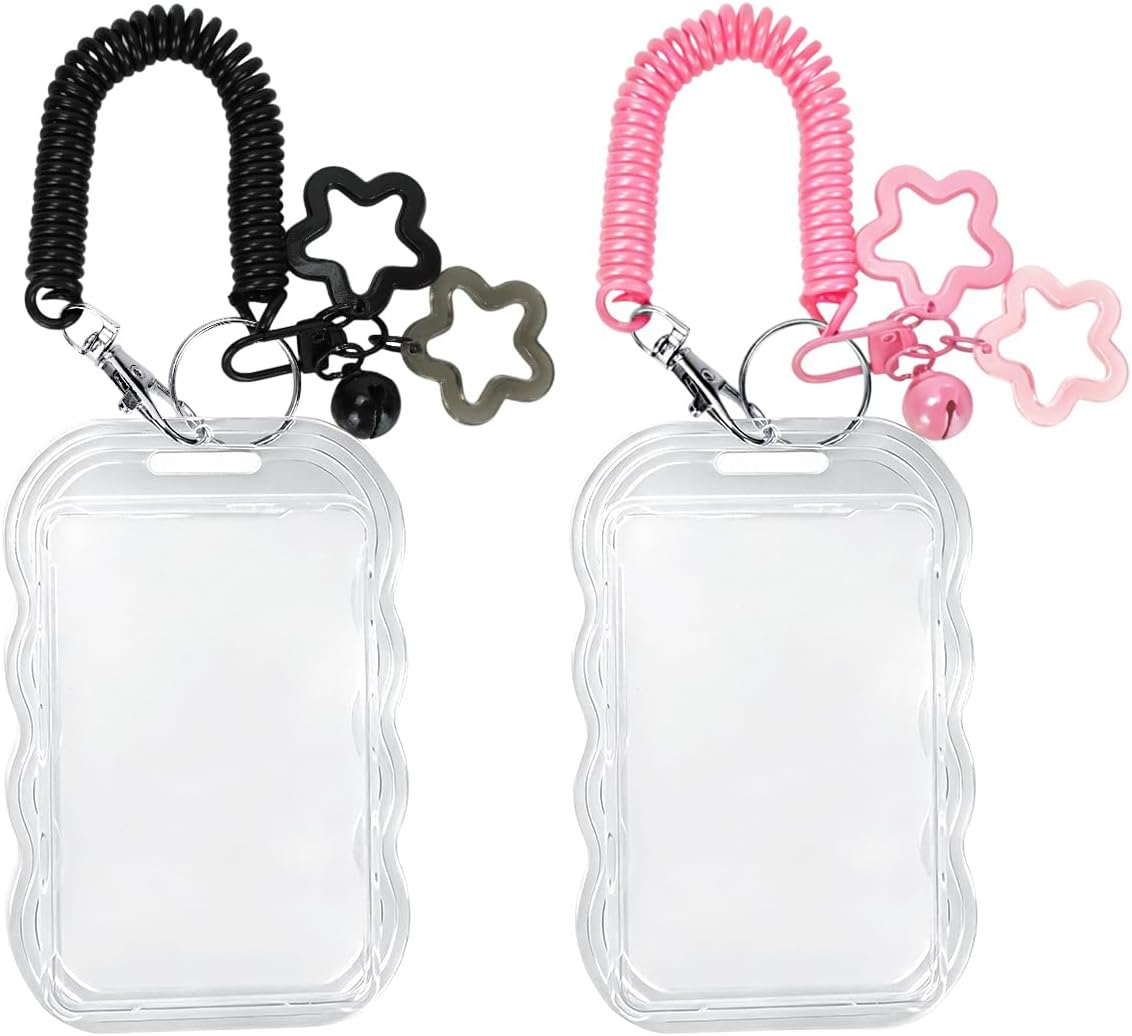 Nirvany 2 Pack Kpop Photo Card Holder Cute Photocard Holder Keychain, Transparent PC Holder