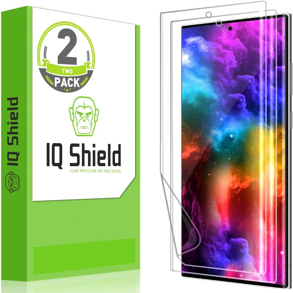 IQShield 2 Pack for Galaxy S22 Ultra Screen Protector: Clear TPU Film, Bubble-Free Installation, Scratch-Resistant, Case Friendly, HD Clarity for Ultimate Protection. Fingerprint Unlock
