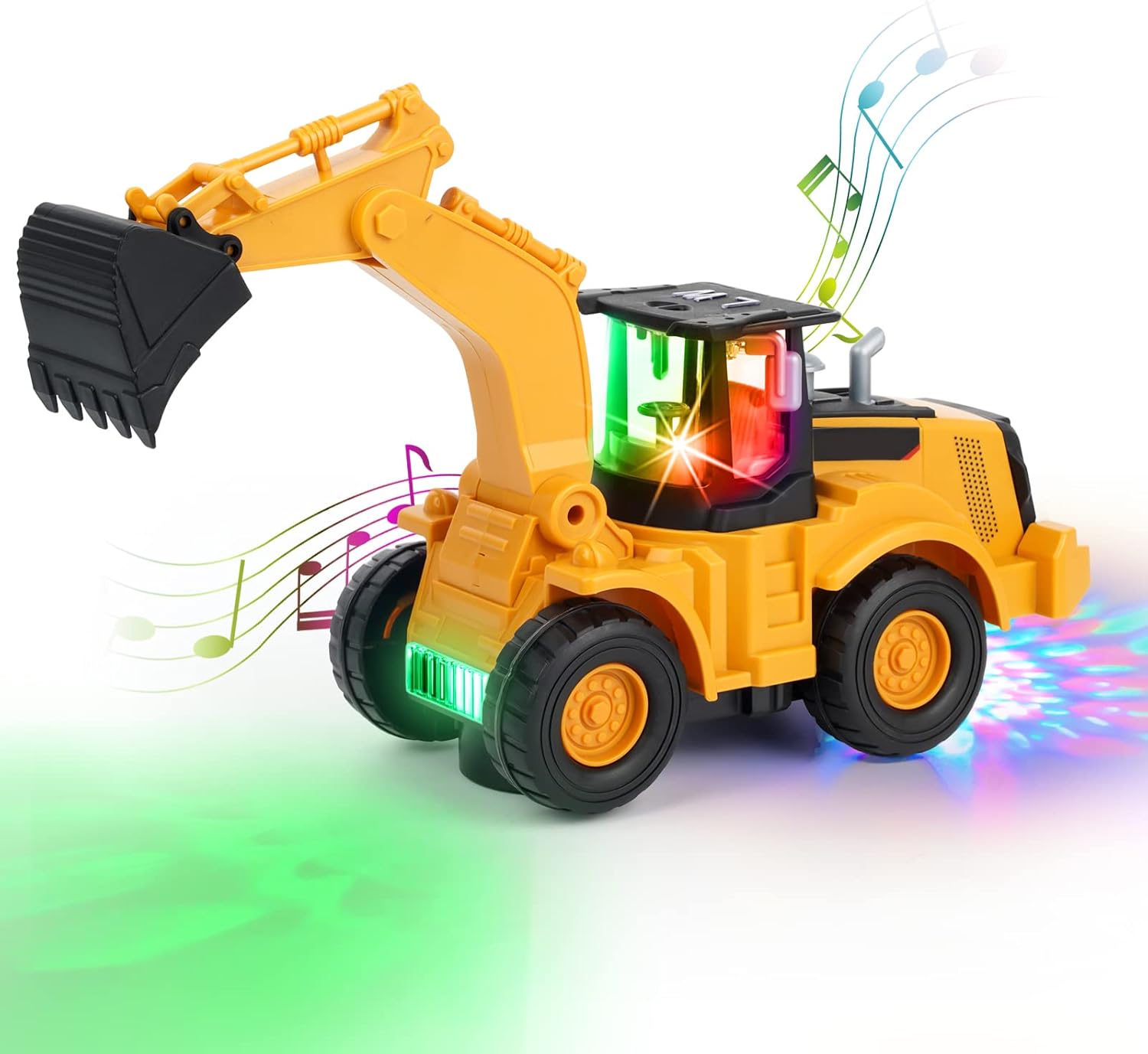Kizeefun Construction Excavator Toy Kids Toy Digger Truck with Electric Universal Wheel Educational Toys with Lights and Sounds for 3+ Years Old