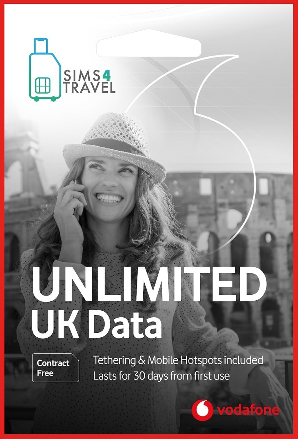 Vodafone Data Sim Card Preloaded with UNLIMITED 4G/5G Data. No Contracts, No Commitment, No Credit Check, No Tie-ins, No Personal ID. (Valid for 1 Month)