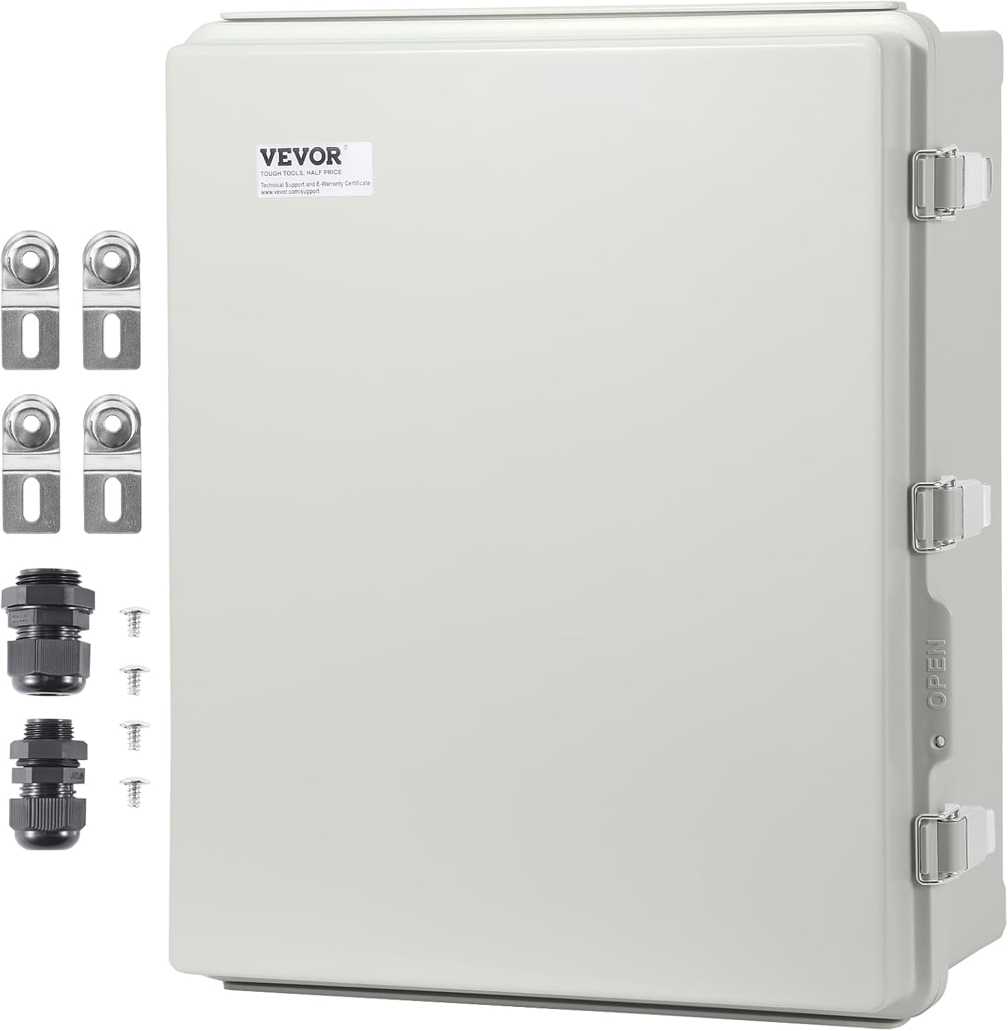 VEVOR Outdoor Electrical Junction Box, 13.78 x 9.84 x 5.90 in, ABS Plastic Electrical Enclosure Box with Hinged Cover Stainless Steel Latch, IP67 Dustproof Waterproof for Outdoor Electrical Projects