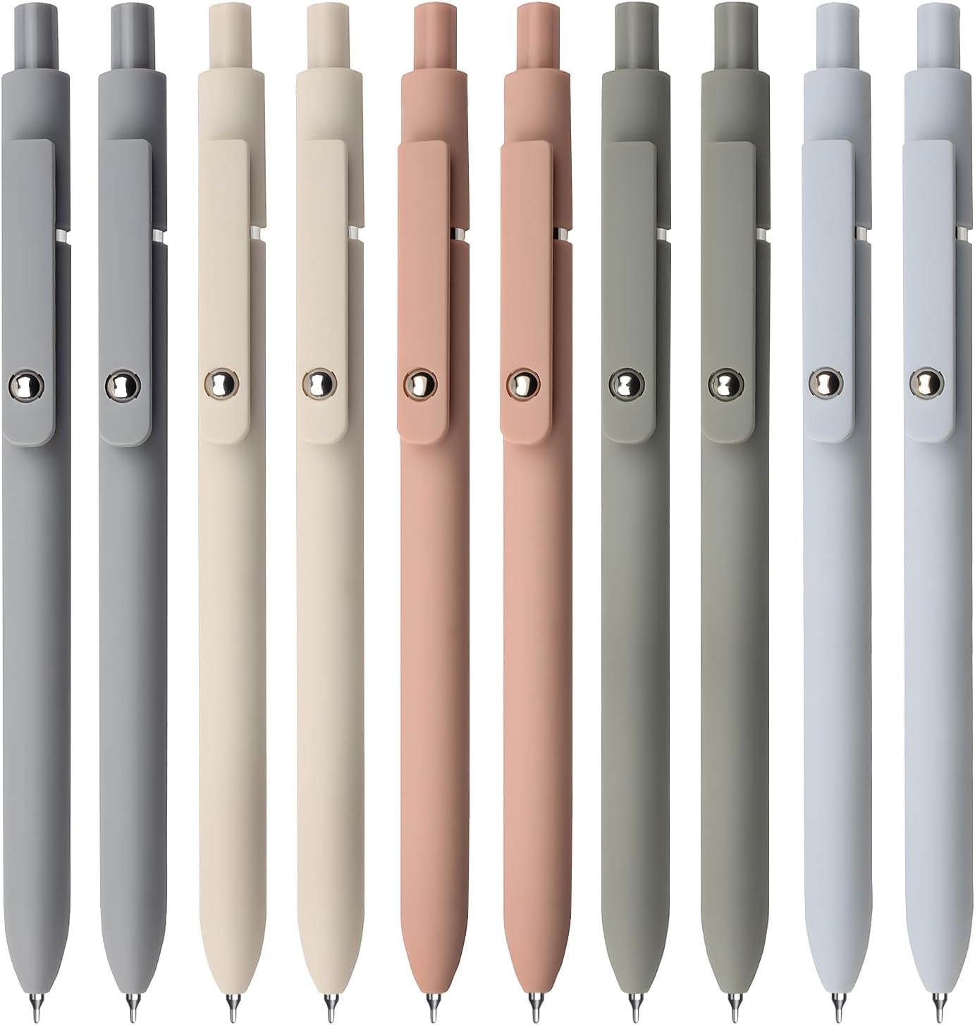 UIXJODO Gel Pens, 10 Pcs 0.5mm Fine Point Black Ink Pens with Soft Grip, Morandi Series for Writing, Note Taking
