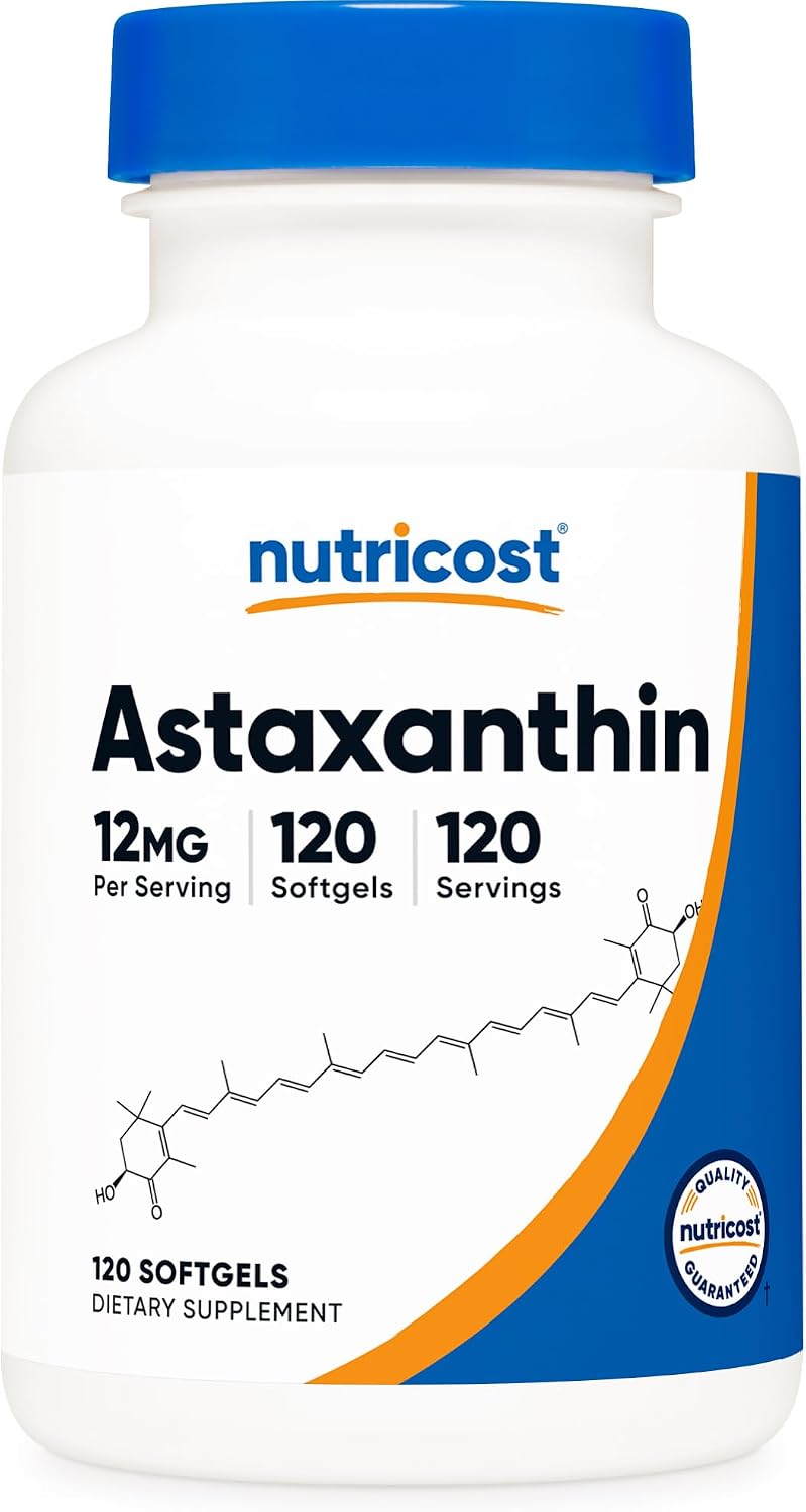 Nutricost Astaxanthin (12mg) 120 Softgels (4 Month Supply)