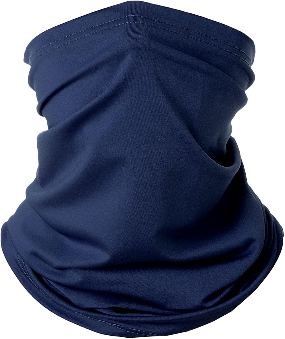 TOPBELIEF Unisex Face Covering Bandana, Multifunctional Headwear, Elastic Tube Scarf, Motorcycle Cycling Neck Warmer Snoods, Balaclava Face Mask for Men Women, UV Dust Wind Protection (Navy Blue)