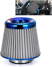 PTNHZ Universal Blue Neck 3" 76mm Car High Flow Cold Air Intake Air Filter Power Intake Air Inlet System Mushroom Head Air Cleaner